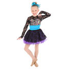 Girls Black/Blue Sequin Dance Performance Dress : Z59C