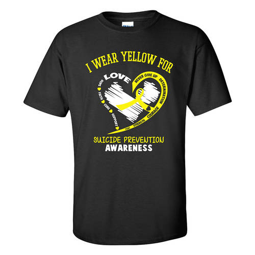 Adult Custom I Wear Yellow Suicide Prevention T-Shirt : GP4102